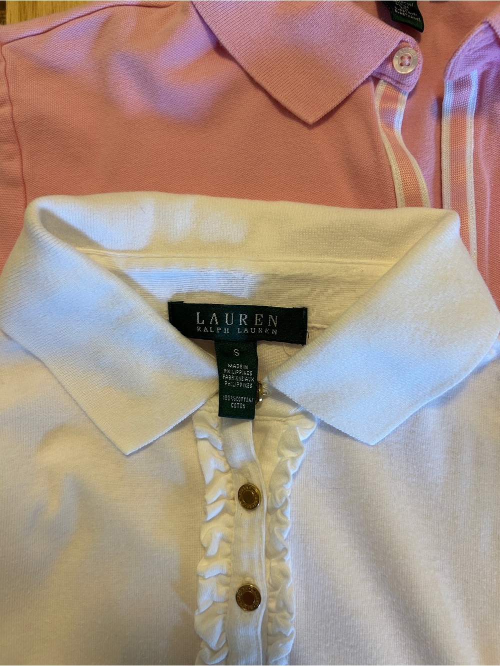 Ralph Lauren Preppy Pink and White Polo Shirt Set of 2 - Picture 5 of 5